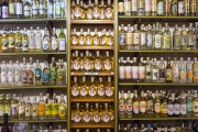 Bottles of cachaça for sale in a store in the historic center of Paraty - Paraty city - Rio de Janeiro state (RJ) - Brazil