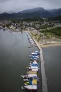 Picture taken with drone of boats at the Paraty pier - Paraty city - Rio de Janeiro state (RJ) - Brazil