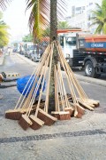 Brooms used by the Garis of COMLURB (urban cleaning company of Rio de Janeiro city) to clean the beaches after New Years eve 2023 - Rio de Janeiro city - Rio de Janeiro state (RJ) - Brazil