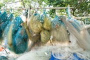 Fishing nets at Fishing village Z-13 - on Post 6 of Copacabana Beach - Rio de Janeiro city - Rio de Janeiro state (RJ) - Brazil