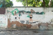 Wall painting with scenes from Copacabana Beach - Posto 6 - Rio de Janeiro city - Rio de Janeiro state (RJ) - Brazil