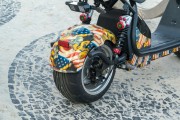 Detail of fender painted on electric motorcycle - Copacabana Boardwalk - Rio de Janeiro city - Rio de Janeiro state (RJ) - Brazil
