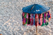 Bikinis hanging in sun umbrella for sale - Arpoador Beach - Rio de Janeiro city - Rio de Janeiro state (RJ) - Brazil