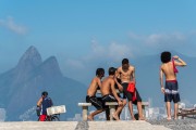 Young people on the Arpoador promenade with Two Brothers Mountain in the background - Rio de Janeiro city - Rio de Janeiro state (RJ) - Brazil