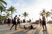 Young people practicing futmesa, a sport that mixes soccer, volleyball and table tennis - Arpoador Beach boardwalk - Rio de Janeiro city - Rio de Janeiro state (RJ) - Brazil