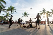 Young people practicing futmesa, a sport that mixes soccer, volleyball and table tennis - Arpoador Beach boardwalk - Rio de Janeiro city - Rio de Janeiro state (RJ) - Brazil
