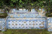 Bench in the garden of the Museu do Açude (Açude Museum) decorated with tiles - Rio de Janeiro city - Rio de Janeiro state (RJ) - Brazil