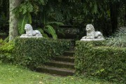 Garden of the Museu do Açude (Açude Museum) decorated with lion statue - Rio de Janeiro city - Rio de Janeiro state (RJ) - Brazil