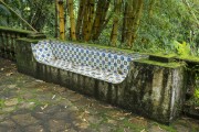 Bench in the garden of the Museu do Açude (Açude Museum) decorated with tiles - Rio de Janeiro city - Rio de Janeiro state (RJ) - Brazil