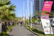 Cycle path and indicator of meters traveled on the edge of Beira Mar Avenue - Fortaleza city - Ceara state (CE) - Brazil