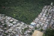 Aerial view of houses in the neighborhood on the edge of the Amazon rainforest - Manaus city - Amazonas state (AM) - Brazil