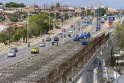 Elevated track of the work on the Light rail transit - Airport branch - Fortaleza city - Ceara state (CE) - Brazil