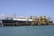 Ship unloading Petrobras gas at Pier 2 - Pecem Port - Sao Goncalo do Amarante city - Ceara state (CE) - Brazil