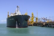 Ship unloading Petrobras gas at Pier 2 - Pecem Port - Sao Goncalo do Amarante city - Ceara state (CE) - Brazil