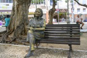 Statue of Rachel de Queiroz on a bench at General Tiburcio Square - Fortaleza city - Ceara state (CE) - Brazil