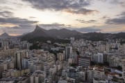 Picture taken with drone of the part of the South Zone with Christ the Redeemer in the background - Rio de Janeiro city - Rio de Janeiro state (RJ) - Brazil