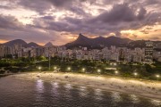 Picture taken with drone of the Flamengo Beach at sunset - Rio de Janeiro city - Rio de Janeiro state (RJ) - Brazil