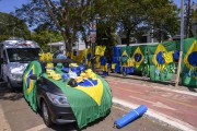 Sale of Brazilian flag and caps to protesters calling for intervention by the armed forces against the result of the 2022 presidential election - Sao Paulo city - Sao Paulo state (SP) - Brazil