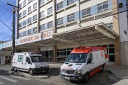 Facade of Leonardo da Vinci State Hospital with ambulances in front - Fortaleza city - Ceara state (CE) - Brazil