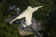 Picture taken with drone of the statue of Christ the Redeemer - Vertical view - Rio de Janeiro city - Rio de Janeiro state (RJ) - Brazil