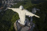Picture taken with drone of the statue of Christ the Redeemer - Vertical view - Rio de Janeiro city - Rio de Janeiro state (RJ) - Brazil