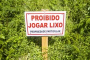 Sign indicating Prohibited Littering - Private Property - Florianopolis city - Santa Catarina state (SC) - Brazil