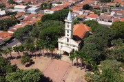 Picture taken with drone of Nossa Senhora Aparecida Mother Church - Neves Paulista city - Sao Paulo state (SP) - Brazil