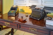 Calculator, typewriter and other objects used in station offices of the extinct Federal Railway Network - exhibited at the Railway Museum of Juiz de Fora - Juiz de Fora city - Minas Gerais state (MG) - Brazil