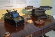 Calculator, typewriter and other objects used in station offices of the extinct Federal Railway Network - exhibited at the Railway Museum of Juiz de Fora - Juiz de Fora city - Minas Gerais state (MG) - Brazil