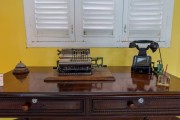 Calculator, telephone and other objects used in station offices of the extinct Federal Railway Network - exhibited at the Railway Museum of Juiz de Fora - Juiz de Fora city - Minas Gerais state (MG) - Brazil