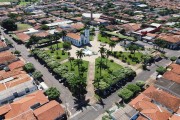 Picture taken with drone of Sao Sebastiao Mother Church - Ipigua city - Sao Paulo state (SP) - Brazil