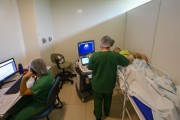 Patient doing ultrasound scan at Leonardo da Vinci State Hospital - Fortaleza city - Ceara state (CE) - Brazil
