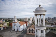 Picture taken with drone of the Independent Presbyterian Church of Curitiba with the Our Lady of Rosario de Sao Benedito Church (1946) in the background - Curitiba city - Parana state (PR) - Brazil