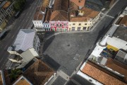 Picture taken with drone of the Largo da Ordem Square with Third order of Sao Francisco das Chagas Church (1737) - oldest of Curitiba city church and now in annex houses the Museum of Sacred Art of Curitiba - Curitiba city - Parana state (PR) - Brazil