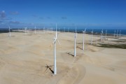 Picture taken with drone of the Taiba Wind Farm  on the west coast of Ceara - Sao Goncalo do Amarante city - Ceara state (CE) - Brazil