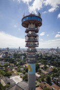 Picture taken with drone of the Panoramic Tower of Curitiba - also known as Telepar Tower or Merces Tower  - Curitiba city - Parana state (PR) - Brazil