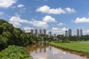Barigui Park with buildings in the background - Curitiba city - Parana state (PR) - Brazil