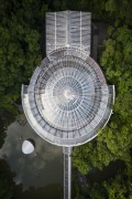 Picture taken with drone of the Opera de Arame  - using pipes as structure and is perfectly integrated to the surrounding nature  - Curitiba city - Parana state (PR) - Brazil