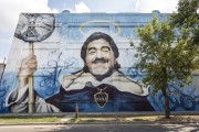 Wall with colored graffiti with Maradona drawing - Buenos Aires - Buenos Aires Province - Argentina