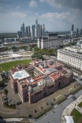 Picture taken with drone of the La Casa Rosada (1898) (The Pink House) - also known as Casa de Gobierno (Government House) is the headquarters of government of Argentina  - Buenos Aires city - Buenos Aires province - Argentina