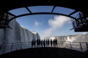 Tourists near the waterfalls in Iguaçu National Park - Foz do Iguacu city - Parana state (PR) - Brazil