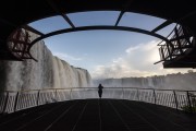 Tourist near the waterfalls in Iguaçu National Park - Foz do Iguacu city - Parana state (PR) - Brazil