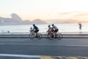 Cyclists on Atlantic Avenue at dawn - Rio de Janeiro city - Rio de Janeiro state (RJ) - Brazil