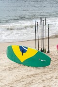 Stand up paddle board emblazoned with the Brazilian flag on Copacabana Beach - Rio de Janeiro city - Rio de Janeiro state (RJ) - Brazil