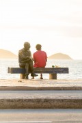 Statue of the poet Carlos Drummond de Andrade on Copacabana Beach - Rio de Janeiro city - Rio de Janeiro state (RJ) - Brazil