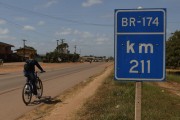 Cyclist on the Manaus-Boa Vista Highway (BR-174) - Rorainopolis city - Roraima state (RR) - Brazil