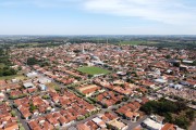 Picture taken with drone of the urban area of Poloni with a soccer field in front - Poloni city - Sao Paulo state (SP) - Brazil