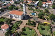 Picture taken with drone of the Nossa Senhora Aparecida Mother Church - Uniao Paulista city - Sao Paulo state (SP) - Brazil