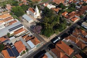 Picture taken with drone of the Sao Joao Batista Church - Urupes city - Sao Paulo state (SP) - Brazil