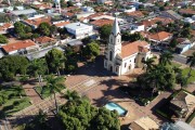 Picture taken with drone of the city and the Nossa Senhora do Carmo Sanctuary and Church - Irapua city - Sao Paulo state (SP) - Brazil
